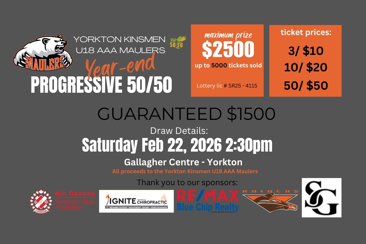 Yorkton Kinsmen Maulers Progressive 50/50: Rules & Regulations